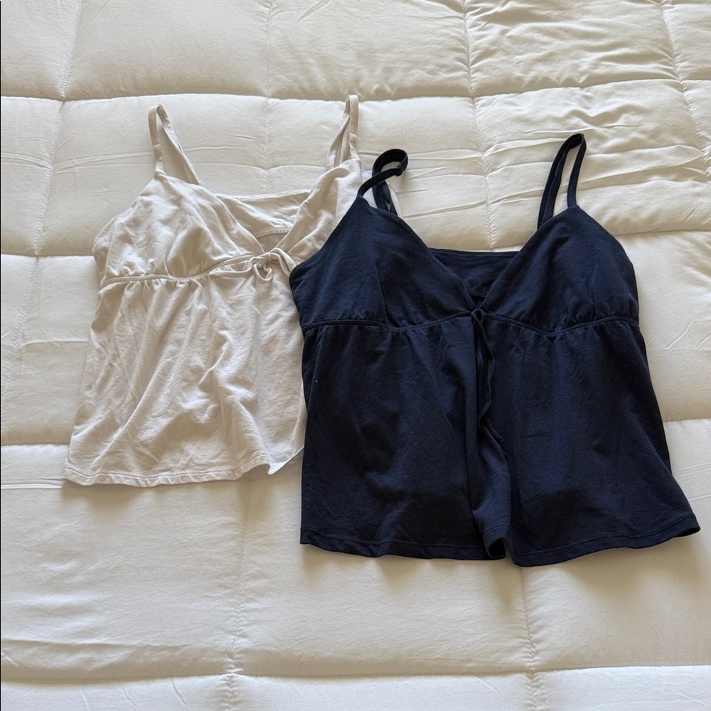 Women's Black and Cream Camisole Tops